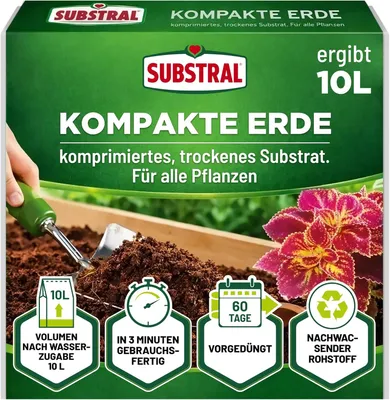 Produktbild von Substral Kompakte Blumenerde 625 g ergibt 10L Kokoserde vorgedüngt