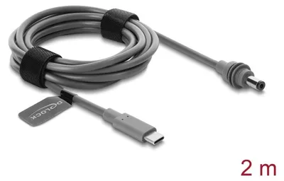 Productafbeelding van Delock USB Type-C™-connector naar DC 5,5 x 2,1 mm kabel, 2 meter, grijs
