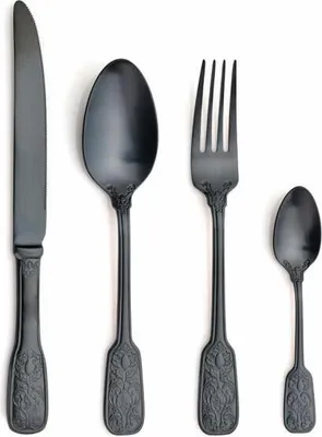 Immagine prodotto di Comas Besteck-Set Versailles Satin Black 24-tlg., Tafelbesteck, Edelstahl 18/10, Schwarz, 8803