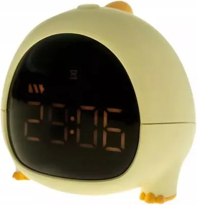 Produktbild von Elektronischer Wecker für Kinder, 0,5W, 1200mAh, Motiv: Dinosaurier, gelb, USB-Kabel