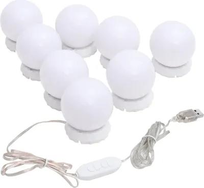 Produktbild von Spiegelleuchte mit 8 LED-Glühbirnen Warmweiß und Kaltweiß