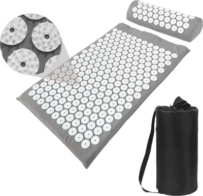 Produktbild von Wisam Akupressurmatte mit Kissen Akupressur Set Massagematte 60 x 40 Grau