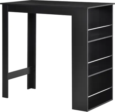 Produktbild von HOMCOM Bistro-Bartisch, Esstisch mit 3 Ablagen für Getränke und Bar, Holzgestell, Hochtisch für Küche, Wohnzimmer, 112 x 57 x 106 cm, Schwarz