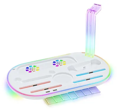 Produktbild von Für Nintendo Switch 2 RGB-Licht-Ladestation Kühlfunktion Aufbewahrungsbasis Weiß