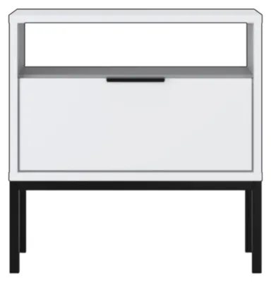 Productafbeelding van Nachtkastje, 55 cm, wit, zwart frame, modern design, Austin