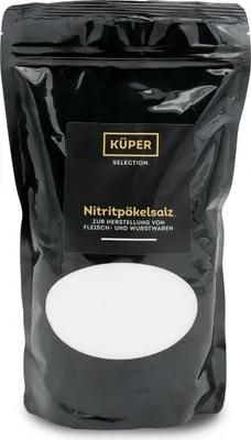 Produktbild von Feines Nitritpökelsalz - 1 Kg - Nitrit Salz zur Herstellung von Fleisch-, Wurst- und Pökelwaren, 0.4-0,5% Natriumnitrit