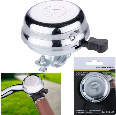 Zdjęcie produktu dla Dunlop Dzwonek rowerowy GŁOŚNY do roweru srebrny DUNLOP 56mm KLASYCZNY