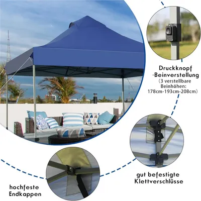 Obrázok produktu pre Pavilón – Stan na párty – Záhradný pavilón – Skladací stan – Pergola – 3x3 metre – Výška nastaviteľná – UV ochrana 50+