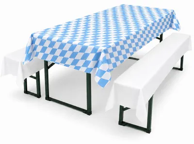 Produktbild von Sensalux abwaschbare Tischdecke, 1m x 2,5m, Bayrische Raute, inkl. 2 weiße Bankauflagen