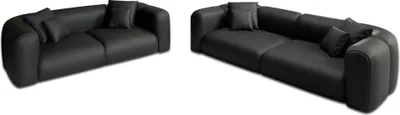 Produktbild von Kunstleder 3-2-Sitzer Sofa Set Belio Schwarz
