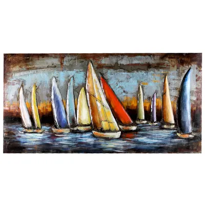 Produktbild von Metallbild Segelregatta 3D Bild 140x70 cm Wandbild Relief Unikat Segelboot