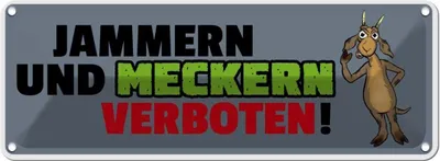 Produktbild von vianmo Blechschild 10x27 cm Jammern und Meckern verboten Warnschild Hinweisschild Sicherheit Vorsicht