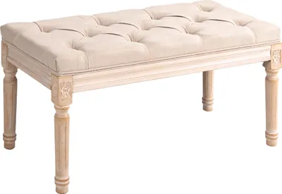 Image de Banquette rembourrée HOMCOM, banquette de lit vintage, banc, banc d'entrée à boutons, beige