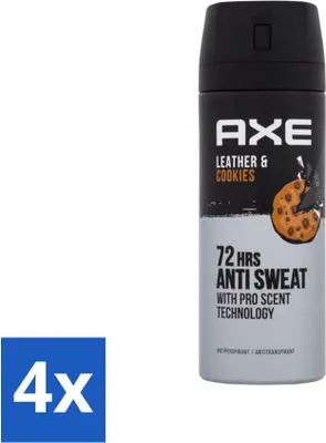Obrázok produktu pre Ax – dezodorant v spreji – 72 hodín proti poteniu – koža a sušienky – 150 ml – výhodné balenie – 4 kusy