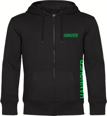 Produktbild von multifanshop Kapuzen Sweatshirt Jacke - Hannover - Brust & Seite, schwarz, Größe L