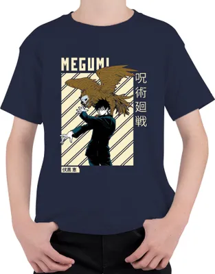 Obrázek produktu pro MEGUMI Jujutsu Kaisen 呪術廻戦 Fushiguro Shikigami Anime Aesthetics Uni dětské tričko, námořnická modrá, 140 cm