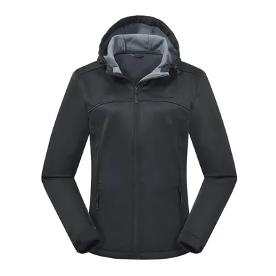 Produktbild von ATLASLAVA Damen Softshelljacke Wasserdichte Atmungsaktive Leichte Fleece Kapuze Übergangsjacke Laufen Wanderjacke, S, Schwarz