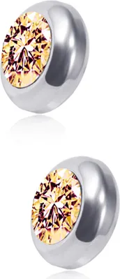 Produktbild von 1 Paar Ohrstecker, nicht durchdringend, magnetisch, Edelstahl, rund, mit farbigem Strassstein, eingebettet, für Herren und Damen, Ohrringe, Modeschmuck-Sekt