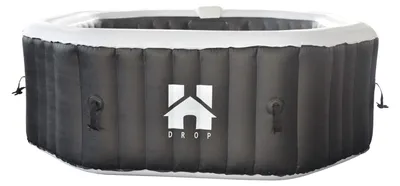 Image de HOME DELUXE - Jacuzzi d'extérieur - Drop - Couleur : noir, ⌀ 185 cm, hauteur 65 cm, 130 buses d'air - avec couverture, kit de réparation, kit de filtration I Jacuzzi d'extérieur pour 6 personnes
