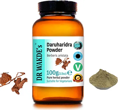 Produktbild von DR WAKDE'S Daruharidra Pulver (Berberis aristata) - 100 g (3,5 Unzen) | Rein, Raw & Getrocknetes Pulver | Ayurveda-Kräuter | Vegan | Nichts hinzugefüg