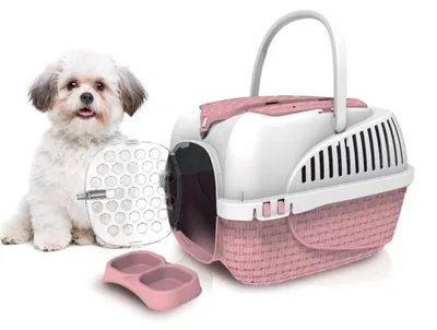 Image de Cage de transport pour animaux - 59 x 38 cm - Rose