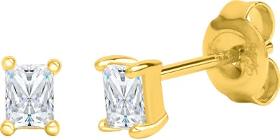 Produktbild von V Ohrstecker 925 Silber vergoldet 925/- Sterling Silber 1cm gelb Zirkonia weiß 360221815-1