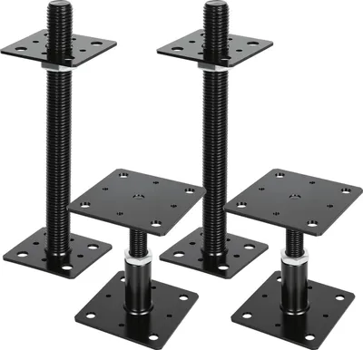 Produktbild von Faziango Höhenverstellbarer Pfostenträger 30-250 mm – Flexible Höhenanpassung für vielseitige Bau- und Gartenprojekte Schwarz 2PCS