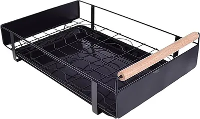 Produktbild von Korbauszug für Schrank mit Abtropfvorrichtung schwarz 41x26x13cm