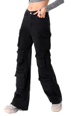 Obrázek produktu pro OSAB 88064 Dámské cargo kalhoty, střih bootcut, vysoký pas