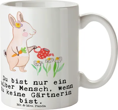 Produktbild von Mr. & Mrs. Panda Kaffeetasse Gärtnerin Herz - Weiß - Geschenk, Witzig, Spruch, Gartenbau, Gärtnerei, Lustig, Becher, kaffeebecher keramik, Tasse mit, Keramiktasse