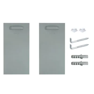 Produktbild von Selbstklebendes Befestigungsset Bilderhalter Haftbleche - 2x Halter 200x100mm + 2x Schraubhaken + 2x Silikonpuffer