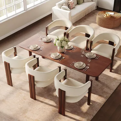 Produktbild von Flieks Esszimmerstuhl 6er Set mit dicker Polsterung und Eisenbeinen, höhenverstellbaren Füßen, Küchenstühle, Polsterstühle 57.5x60.5x78.5cm, Beige