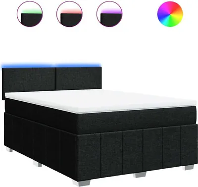 Zdjęcie produktu dla Łóżko Kontynentalne Z Materacem, Czarne, Tkanina 140X200 Cm Lumarko!