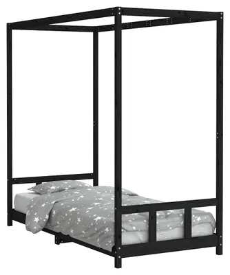 Obrázok produktu pre detská postieľka vidaXL Black 90x200 cm z masívneho borovicového dreva