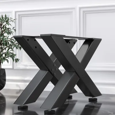 Produktbild von 2er-Set JUANA | Lounge Tisch Kufe | Schwarz | Füße: 6x6cm | B58xH36cm | X Tischgestell, TischKufe Schwarz