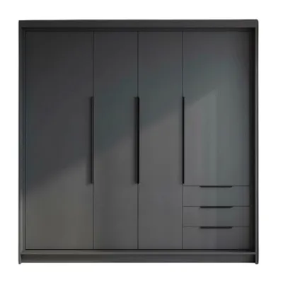 Produktbild von Geräumiger vier-türiger Kleiderschrank KLARI mit Schubladen und Metallgriffen – modernes Design