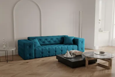 Produktbild von Sofa Designersofa CHANTAL 3-Sitzer in Stoff Opera Velvet Ozeanblau