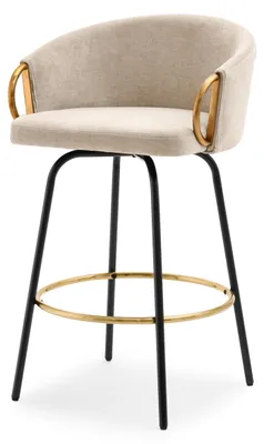 Image de Tabouret de bar FINBAR - Crème / Noir / Or