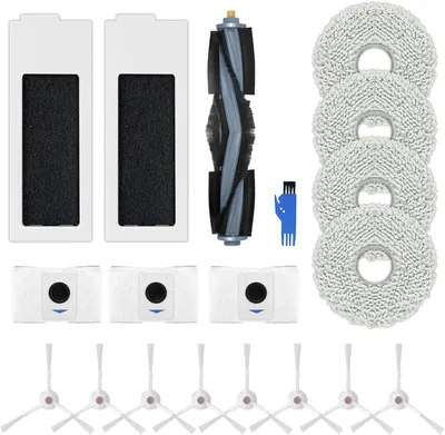 Produktbild von Ersatz Zubehörset für ECOVACS DEEBOT T20 Omni / T20e Omni, 1 Hauptbürste, 2 Filter,8 Seitenbürsten,4 Mopptüchern, 3 Staubbeutel, 1 Bürstenreinigungswerkzeug