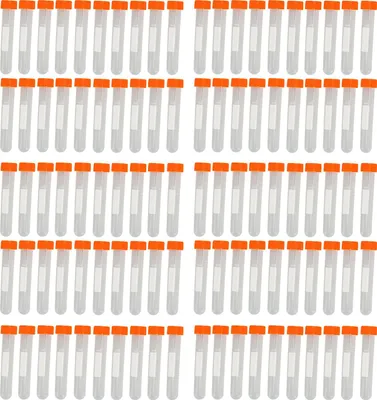 Image de 100 tubes à centrifuger de 10 ml avec bouchon, graduation précise et claire, tube à essai centrifuge en spirale sécurisé pour les expériences scientifiques