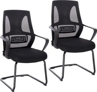Two black mesh office chairs with metal frames are shown against a white background.