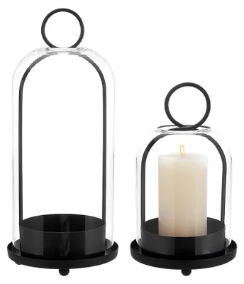 Metall-Kerzenhalter-Set, 2 Stück, 2 Größen, schwarz