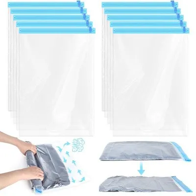 Produktbild von Unyqoos® platzsparende, wiederverwendbare Vakuumbeutel 40 x 60 cm – 10er-Set, PA-PE, wasserdicht, für Kleidung & Reisen