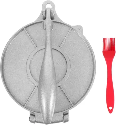 Produktbild von MAGICLULU Aluminium-Tortillapresse, manuelle Teigpresse mit Antihaftoberfläche und Silikonpinsel, vielseitige Presse für Knödel, Teigtaschen, Wontons, Empanadas und Pizzateig, leicht zu reinigen