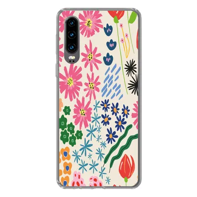 Produktbild von MuchoWow® Handyhülle Schutzhülle Hülle für Huawei P30 Blume - Blätter - Feldblumen Silikon Softcase Handy Hülle - Kartenbesitzer