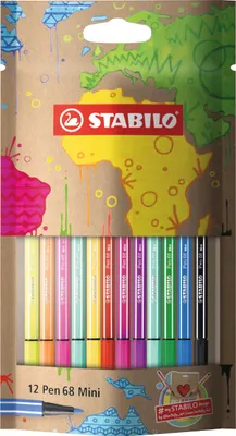 Produktbild von Premium-Filzstift - STABILO Pen 68 Mini - #mySTABILOdesign Edition - 12er Pack - mit 12 verschiedenen Farben