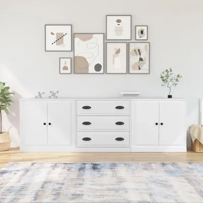 Produktbild von vidaXL Sideboards 3 Stk. Weiß Holzwerkstoff
