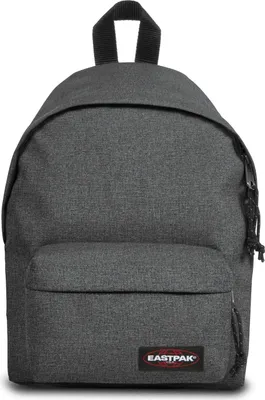 A studio shot of a gray Eastpak backpack.