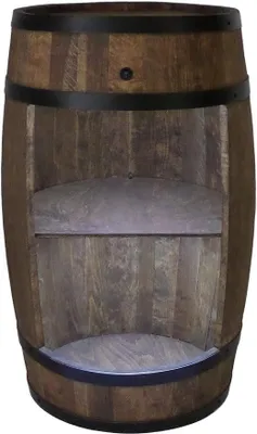 Produktbild von Holzfass Hausbar mit LED-Leuchten - Weinschrank im Retro Stil - Weinfass Bar - Weinregal - Holzbar 80cm - Elegante Möbel Wohnzimmer Deko - Fassbar Stehtisch und Flaschenständer (Wenge)