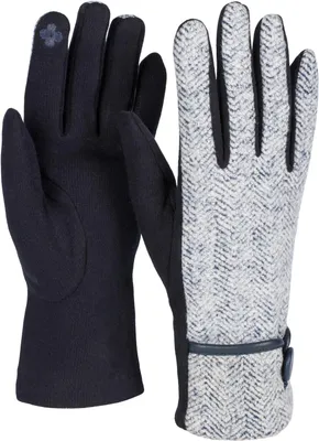 Produktbild von styleBREAKER Damen Touchscreen Handschuhe Fischgrät, Dunkelblau